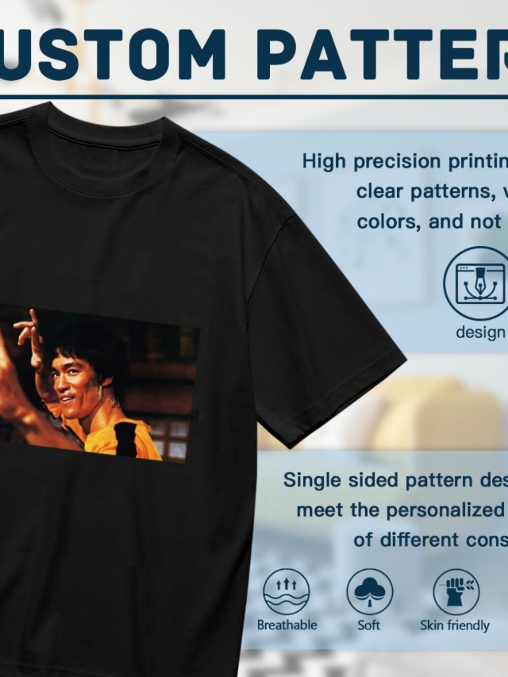 Men's Black Short Sleeve Graphic Tee with Yellow Accent - Picture 2 of 5